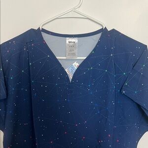 Wink Navy Starry Geometric V-Neck Top